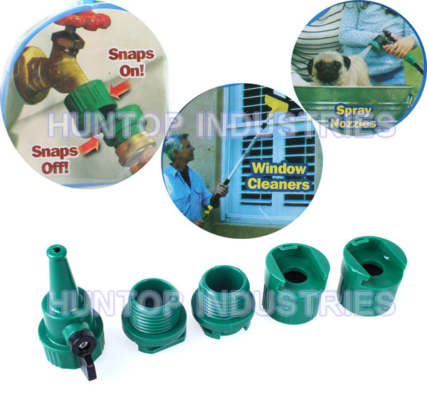 Snap 2.0 Water Hose Connectors Garden Adaptor with Bonus Pressure Nozzle